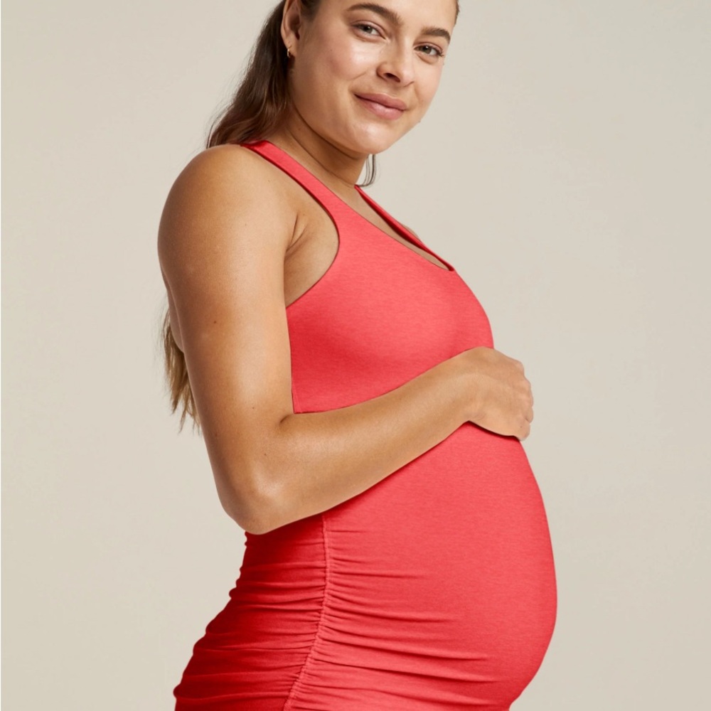 Beyond Yoga Maternity Bases Covered Coral Glow tank
